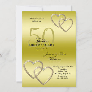 Romantic 50th Gold Wedding Jubileum Kaart