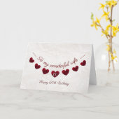 Romantic 60th Birthday Red Heart Bunting-vrouw Kaart (Gele Bloem)