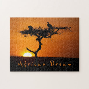 Romantic African Dream sunset foto met tekst Legpuzzel