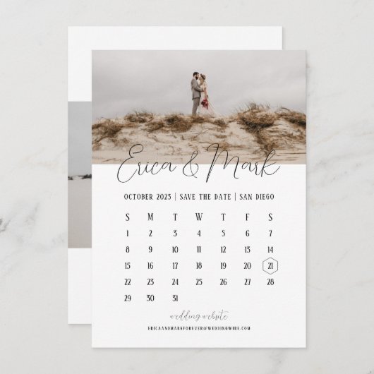 Romantic Agenda bewaart de datum Kaart (Voorkant / Achterkant)