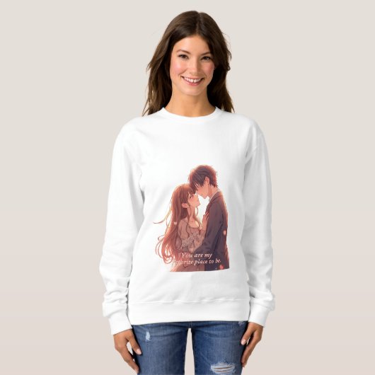 Romantic Anime Couple - Valentine's Day Aesthetic Trui (Voorkant volledig)