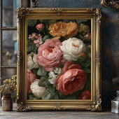 Romantic Antique Dark Moody Floral Art Print 