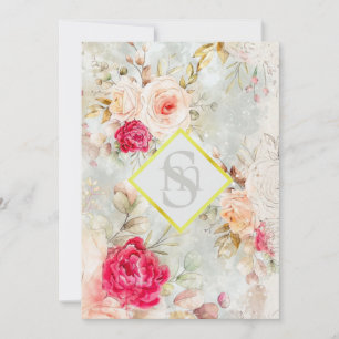 *~ Romantic AR26 QR RSVP Floral Wedding I Kaart