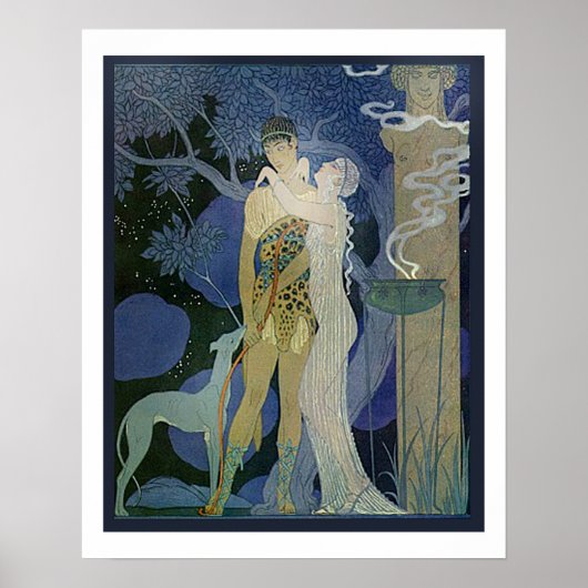 Romantic Art noveau Coupure met Greyhound Poster (Voorkant)