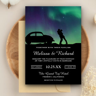 Romantic Aurora Galaxy Couple Wedding Invitation Kaart