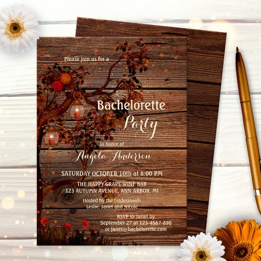 Romantic Autumn Bachelorette Kaart