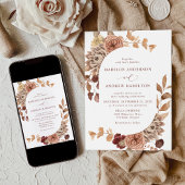 Romantic Autumn Floral Oval Lijst Wedding Kaart