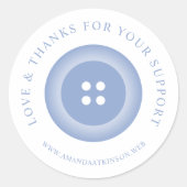 Romantic Baby Blue Button Love & Thank Ronde Sticker (Voorkant)