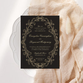 Romantic Baroque Ornate Frame Black Wedding Kaart