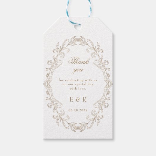 Romantic Baroque Ornate Frame Wedding Cadeaulabel (Voorkant)