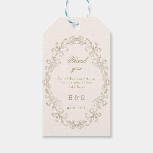 Romantic Baroque Ornate Frame Wedding Cadeaulabel (Voorkant)