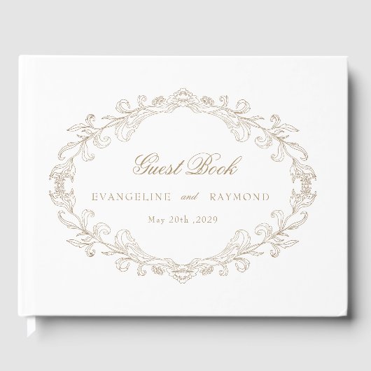 Romantic Baroque Ornate Frame Wedding Gastenboek (Voorkant)