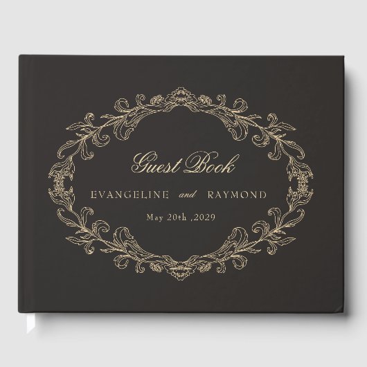 Romantic Baroque Ornate Frame Wedding Gastenboek (Voorkant)