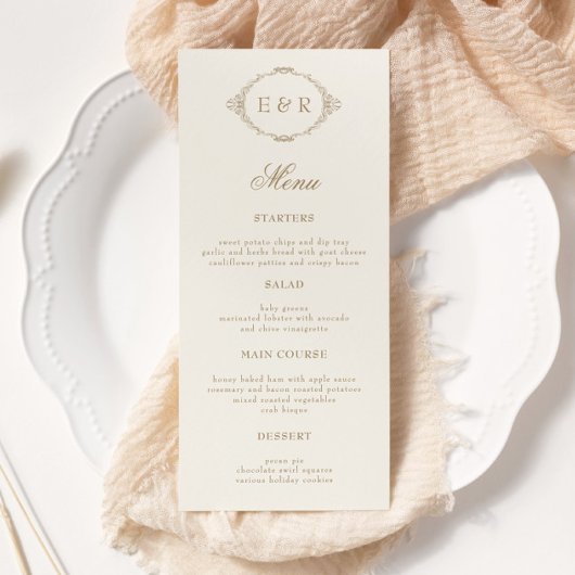 Romantic Baroque Ornate Frame Wedding Invitation Menu