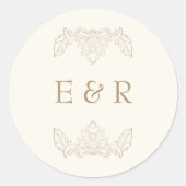 Romantic Baroque Ornate Frame Wedding Ronde Sticker (Voorkant)