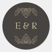 Romantic Baroque Ornate Frame Wedding Ronde Sticker (Voorkant)