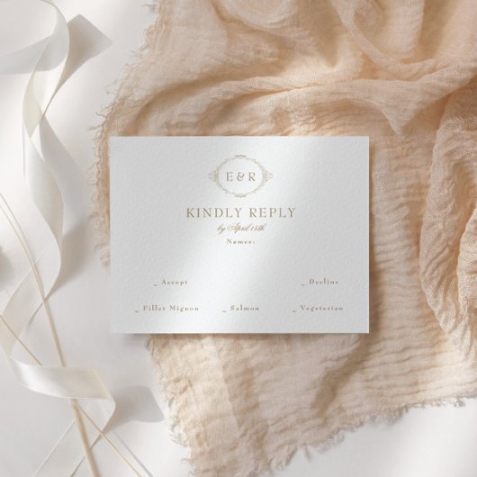 Romantic Baroque Ornate Frame Wedding RSVP Kaartje