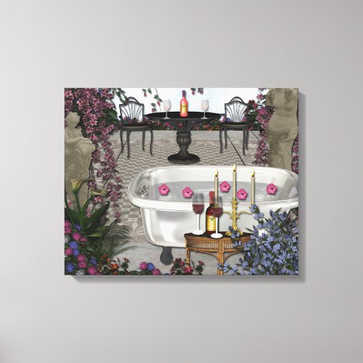 Romantic Bathroom Wall Verpakt Canvas Afdruk (Voorkant)