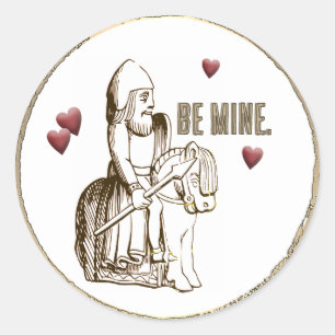 Romantic be Mine Medieval Art 3D Valentijn Heart Ronde Sticker