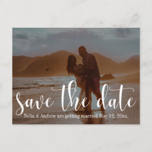 Romantic Beach Foto Typografie 30 Save the Date 1 Aankondigingskaart