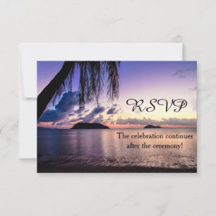 Romantic Beach Paars Sunset Weddenschap RSVP