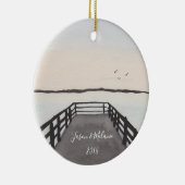 Romantic Beach Sunset Keramisch Ornament (Rechts)
