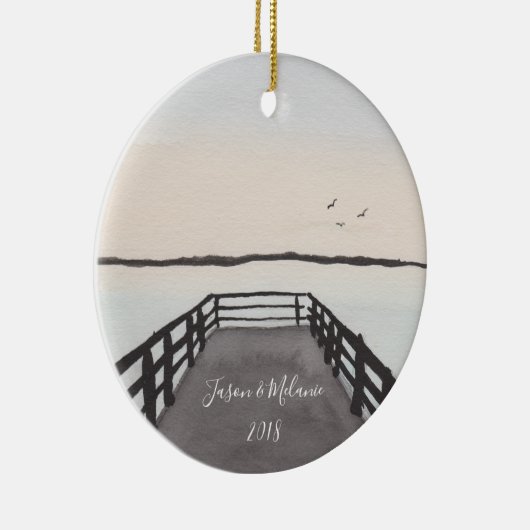Romantic Beach Sunset Keramisch Ornament (Rechts)