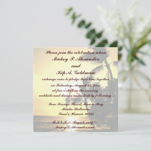 Romantic Beach Wedding Celebration Kaart (Staand voorkant)