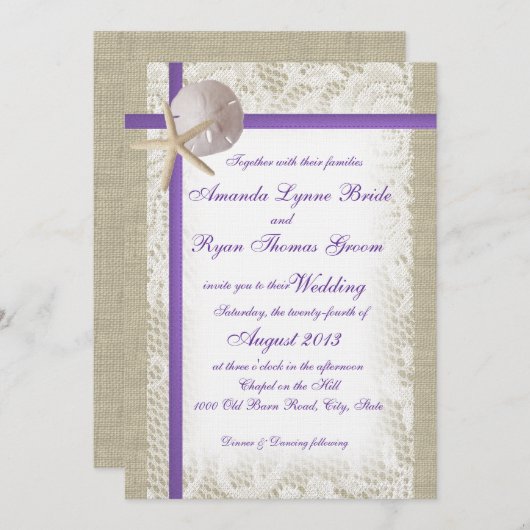 Romantic Beach Wedding Kaart (Voorkant / Achterkant)