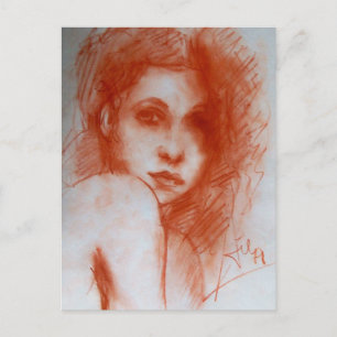 ROMANTIC BEAUTY/Vrouw portret Sepia Brown Briefkaart