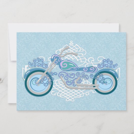 Romantic Biker Motorcycle Wedding Uitnodiging (Voorkant)