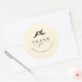 Romantic Birds Classic Wedding Thank You Ronde Sticker