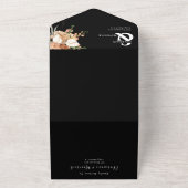 Romantic Black and White QR code Weddenschap All In One Uitnodiging (Buitenkant)