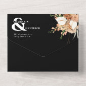 Romantic Black and White QR code Weddenschap All In One Uitnodiging (Achterkant)