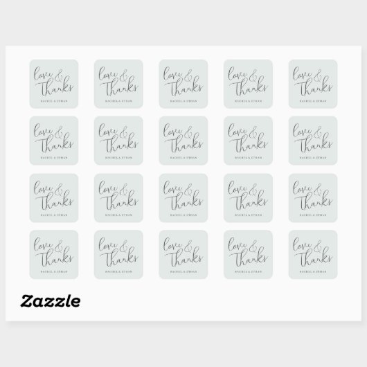 Romantic Black Cursive Love Thanks Sticker (Feuille)