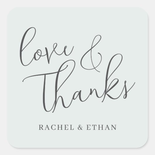 Romantic Black Cursive Love Thanks Sticker (Devant)