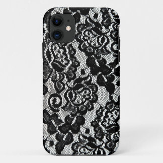 Romantic Black Lace Pattern. iPhone 11 Hoesje