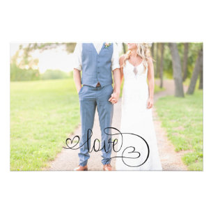 Romantic Black Love Script Elegant Wedding Foto Afdruk