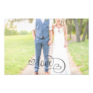 Romantic Black Love Script Elegant Wedding Foto Afdruk