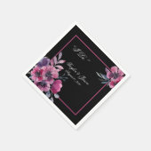 Romantic Black & Pink Floral Script Weduwen Servet (Hoek)