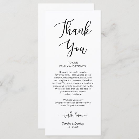 Romantic Black, Place Setting, Hartelijk kaart (Voorkant / Achterkant)