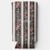 Romantic Black Red Stripes Roses Floral (Voorkant)