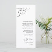 Romantic Black Script Place Setting Dank u kaart (Staand voorkant)