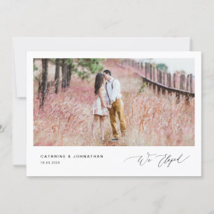 Romantic Black Script, Wedding Elopement Kaart