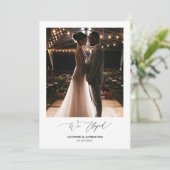 Romantic Black Script, Wedding Elopement Kaart (Staand voorkant)