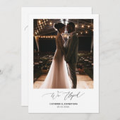 Romantic Black Script, Wedding Elopement Kaart (Voorkant / Achterkant)