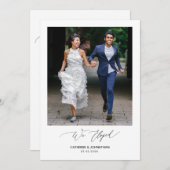 Romantic Black Script, Wedding Elopement Kaart (Voorkant / Achterkant)