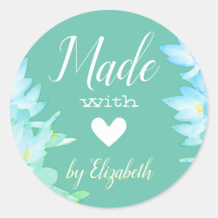 Romantic Blauwgroen Aqua Blue gemaakt met Love Hea Ronde Sticker