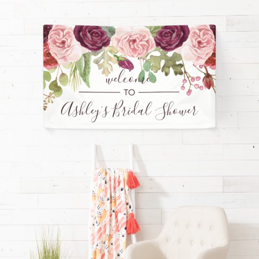 Romantic Blooms Shower Welkomstbanner Spandoek (Insitu)