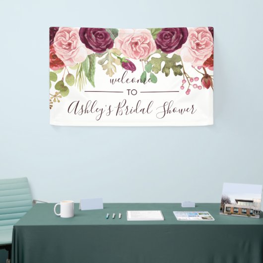 Romantic Blooms Shower Welkomstbanner Spandoek (Beurs)